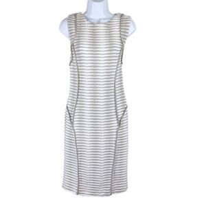 Beige by ECI Textured Sheath Dress Tan Cream Sz 10 Made in USA